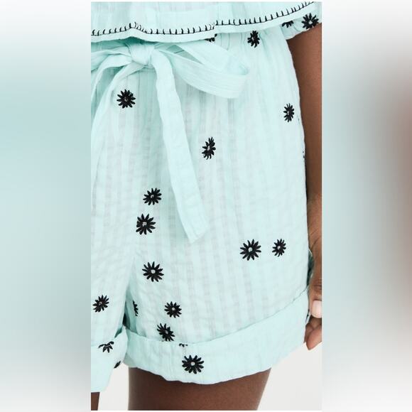 TANYA TAYLOR Flora Shorts Sunburst Araucana Multi Blue Elastic Waist Large NEW - Picture 6 of 8